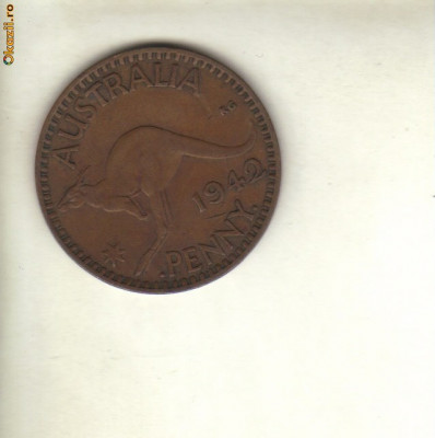 bnk mnd Australia 1 penny 1942 , cangur foto