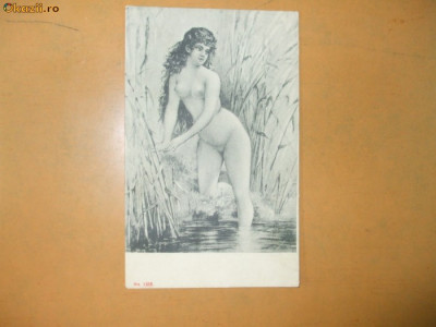 Carte postala erotica pictura fata nud la scaldat foto