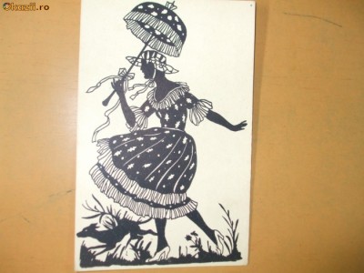 Carte postala Ilustratori desen Serie V 1 - 23 fata rochie umbrela foto