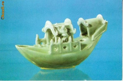 CP 213-22 Vas in forma de barca pentru turnat apa, dinastia Sun (China) -necirculata-starea care se vede-carte postala foto