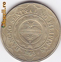 Moneda Filipine 5 Piso 2001 - KM#272 VF foto