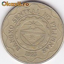 Moneda Filipine 5 Piso 1997 - KM#272 VF foto