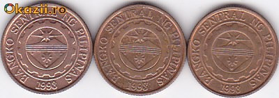 Moneda Filipine 10 Setimos 1995/ 1996/ 1997 - KM#270.1 VF-XF ( set x3 ) foto