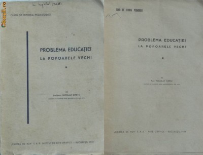 Nicolae Cretu , Problema educatiei la popoarele vechi , 1939 , prima editie foto