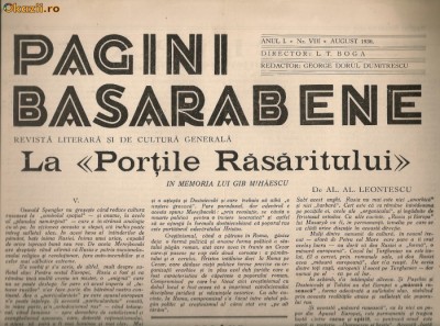 Pagini Basarabene - anul I, nr. VIII - august 1936 foto