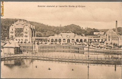 Baia Ocna ( Sibiu) - Hotelul statului su lacurile Horia si Crisan - interbelica foto