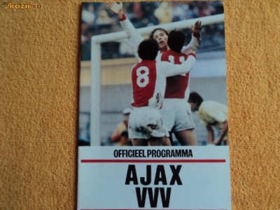 Program fotbal AJAX Amsterdam - VVV sezonul `85- `86 foto