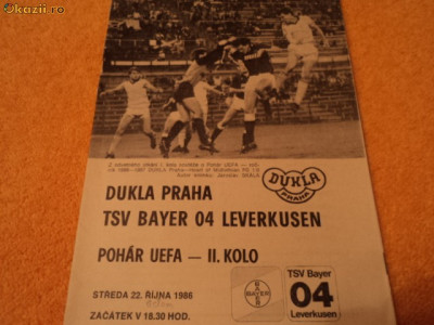 Program fotbal DUKLA PRAHA - TSV BAYER 04 LEVERKUSEN 22.10.1986 foto