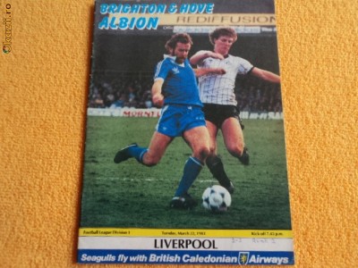 Program fotbal BRIGHTON - LIVERPOOL 22.03.1983 foto