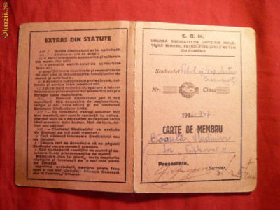 Carnet Membru CGM 1946 -47 foto