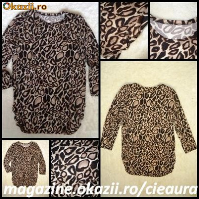 BLUZA BLUZE DAMA MANECA LUNGA ANIMAL PRINT LEOPARD 2 FALDURI LATERALE foto