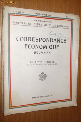 CORRESPONDANCE ECONOMIQUE ROUMAINE * Bulletin Officiel - 1924, No. 2 foto