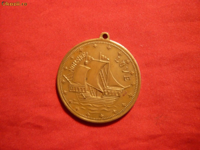 Medalie -Nava Norske Love , bronz , cu toarta foto