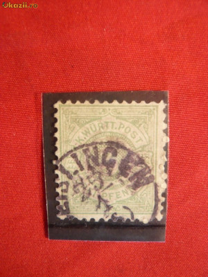 Timbru 3 Pf. verde 1875 Wurtemberg ,stamp. foto