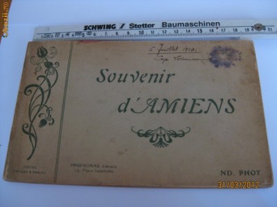 REDUCERE 30 LEI! ALBUM CU 18 FOTOGRAVURI DIN ORASUL FRANCEZ AMIENS-ANII 20 foto