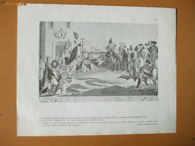 Plansa intampinarea principelui Saxa - Coburg Bucuresti 1789 foto