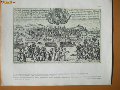 Plansa intampinarea principelui Saxa - Coburg Bucuresti 1789 foto