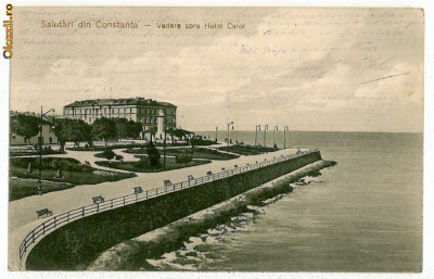 1263 - CONSTANTA, Vedere spre Hotel CAROL - old postcard - used - 1914 foto