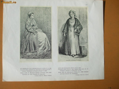 Plansa costum epoca + fata Mahalaua Stelea Bucuresti 1842 + 1860 foto