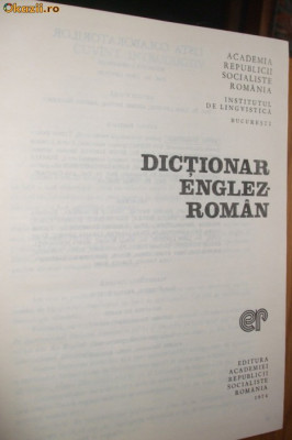 DICTIONAR ENGLEZ - ROMAN - L. Levitchi, A. Bantas - 1974 ;120.ooo c.; 831 p. foto