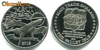 bnk mnd Hawaii Maui 2 dolari 2012 necirculata , fauna marina foto