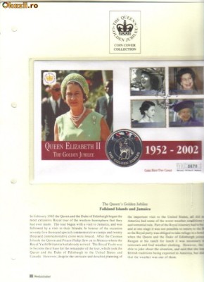 bnk mnd Insulele Falkland 50 pence 2002 unc , FDC (6) foto