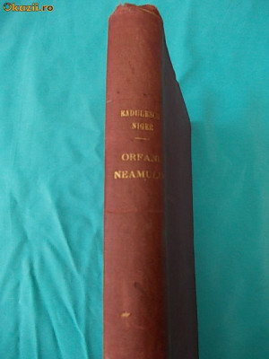 N.RADULESCU-NIGER ~ ORFANII NEAMULUI ( ROMAN NATIONALIST ) , ED. 1-A , 1913 foto