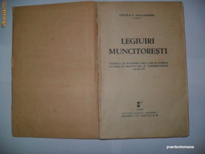 Legiuiri muncitoresti- Vintila F. Pantazopol {1940} foto