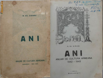 Siruni , Anuar de cultura armeana , 1943 , autograf catre Prof. Munteanu Ramnic foto