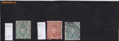 Italia 1891,1896 -3 bucati stampilate cu sarniera foto