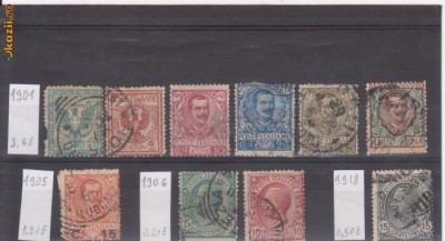 Italia 1901,1905,1906,1918 -10 bucati stampilate cu sarniera foto