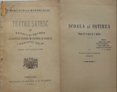 Teatru satesc , Scoala si ostirea , Juraminte strambe , Campulung ,1904 foto