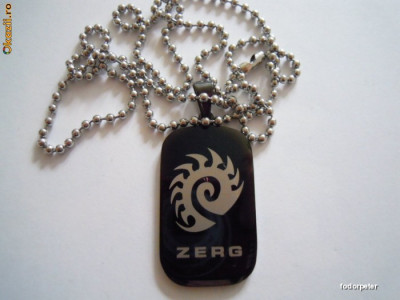 Dogtag (Dog Tag) + Lant, Starcraft ZERG, negru ! foto