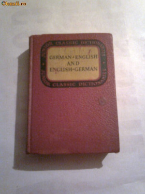 Junior Classic German Dictionary - GERMAN-ENGLISH and ENGLISH-GERMAN Ed.1935 foto