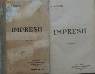 Ilarie Chendi , Impresii , 1924 , prima editie foto