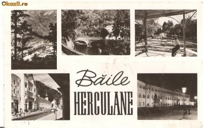 CPI (B618) BAILE HERCULANE, MOZAIC, EDITURA MERIDIANE, CPCS, CIRCULATA, 1963, STAMPILE, TIMBRU FILATELIC foto