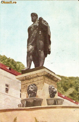 R-582 Romania, Baile Herculane, Statuia lui Hercule, marca fixa, circulata foto
