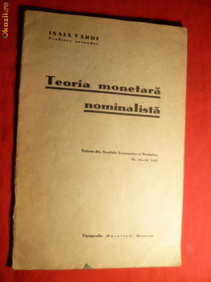 Isaia Vardi - Teoria Monetara Nominalista - ed. 1937 foto