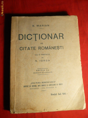 B.Marian - Dictionar de Citate Romanesti -ed.IIa 1927 foto