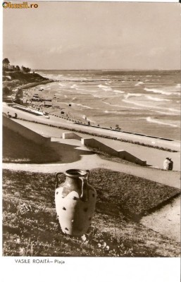 R-10028 Romania, RPR, Vasile Roaita, Plaja, circulata, foto