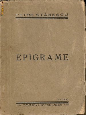 Petre Stanescu - Epigrame - 1939 - cu autograf foto