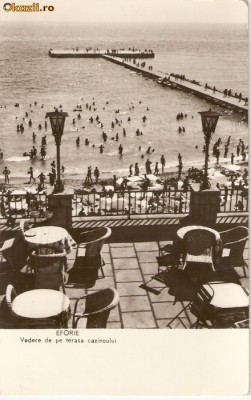 R-10109 Romania, RPR, Eforie, Vedre de pe terasa cazinoului. circulata foto
