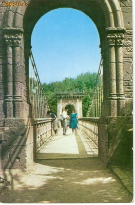 R-10145 Romania, RPR, Craiova, Podul suspendat din Parcul poporului, circulata foto