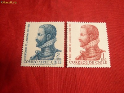 Serie -400 Ani -poet spaniol Araucana -1972 Chile , 2 val. foto