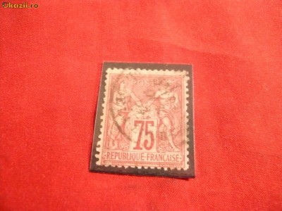 Timbru 75 C 1876 Franta ,tip I ,carmin ,stamp. ,alegorie , dant. foto