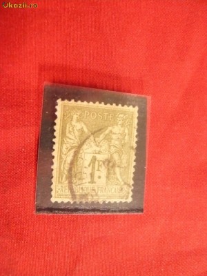 Timbru 1 Franc Franta ,tip II ,oliv ,stamp. ,alegorie, dant. foto