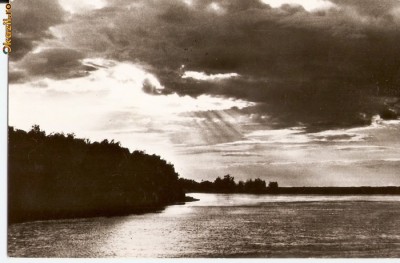 R-10166 Romania, RPR, Delta Dunarii, Apus de soare, circulata foto