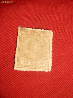 Timbru 15 Centi gri Suriname 1893 ,nestamp. - Fals foto