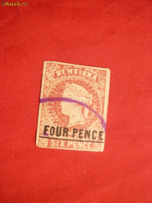 Timbru 4 Pence supratipar pe 6 Pence- St.Helena ,stamp.- Fals foto