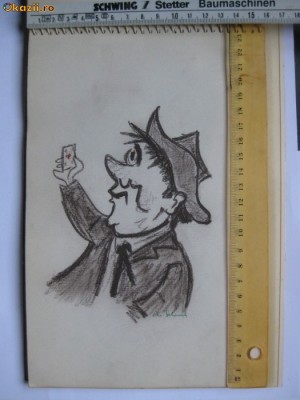 CARICATURA DIN 1965 SEMNATA MONICA SCHERER foto